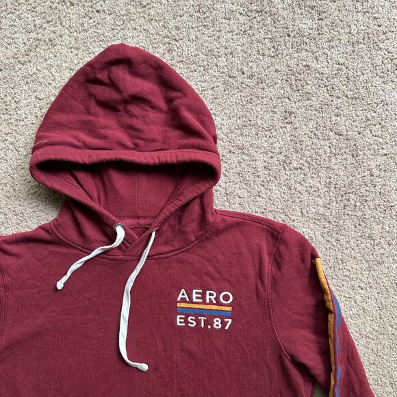 Aeropostale Sweatshirt Mens Large Hoodie Pullover Red Long Sleeve - Picture 4 of 10